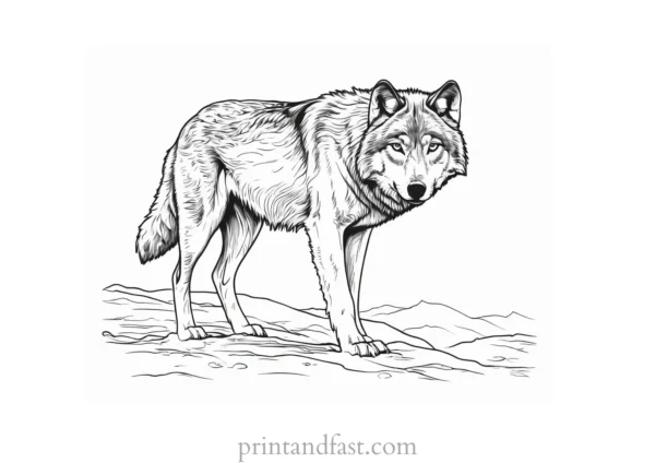 snowy wolf coloring sheet