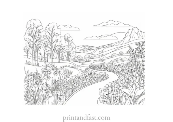 spring coloring page advanced