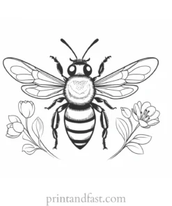 spring coloring page bee