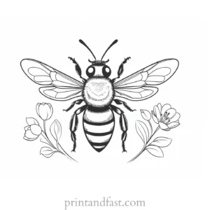 spring coloring page bee