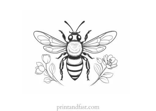 spring coloring page bee