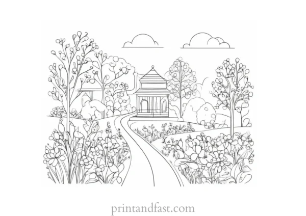 spring coloring page easy