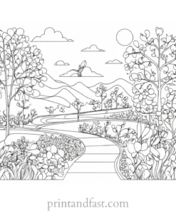 spring coloring page educational