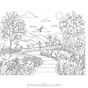 spring coloring page educational