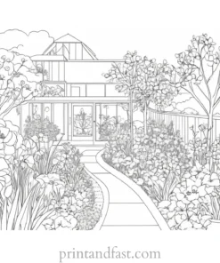 spring coloring page garden