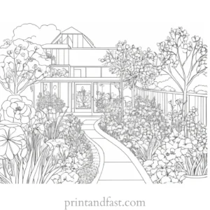 spring coloring page garden