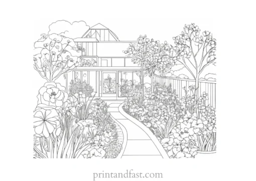 spring coloring page garden