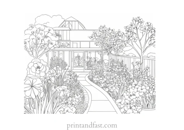 spring coloring page garden