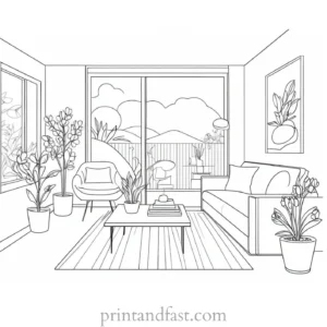 spring coloring page indoor