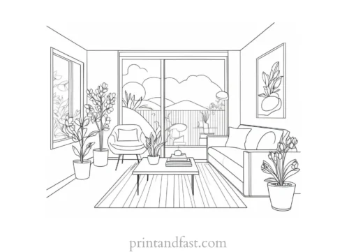 spring coloring page indoor