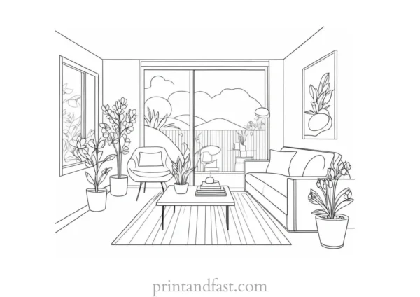 spring coloring page indoor