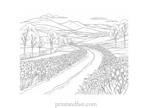 spring coloring page landscape