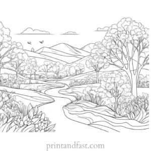 spring coloring page nature