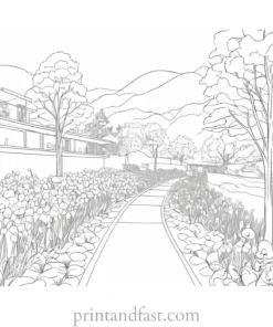 spring coloring page outdoor