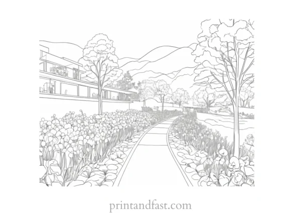 spring coloring page outdoor