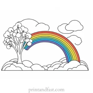 spring coloring page rainbow