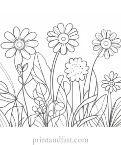 spring coloring page simple