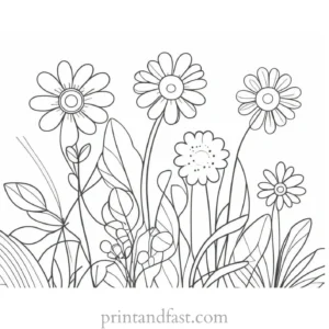 spring coloring page simple