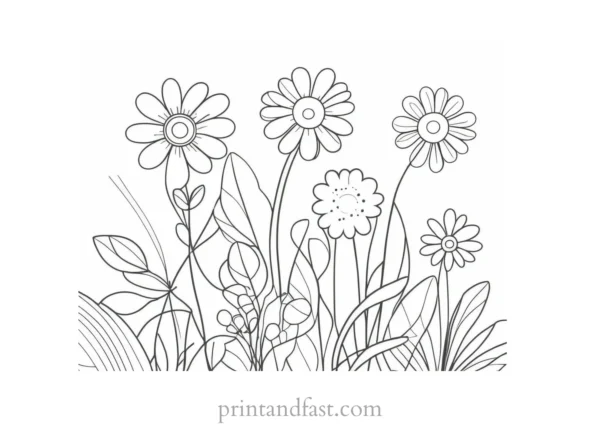 spring coloring page simple