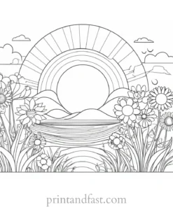 spring coloring page sun