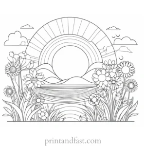 spring coloring page sun