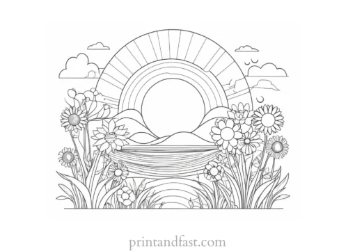 spring coloring page sun