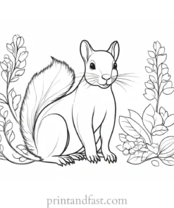 spring squirrel coloring page