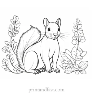 spring squirrel coloring page