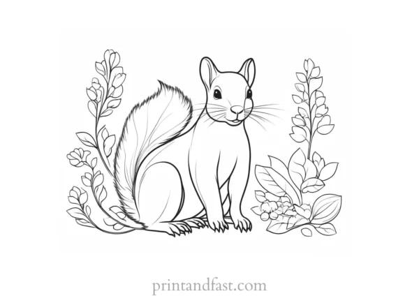 spring squirrel coloring page