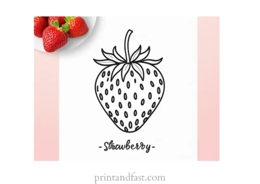 strawberry coloring page cute