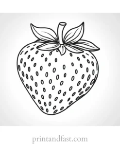 strawberry coloring page digital