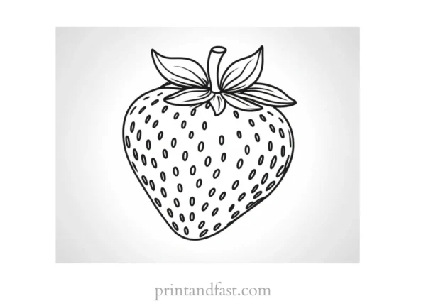 strawberry coloring page digital