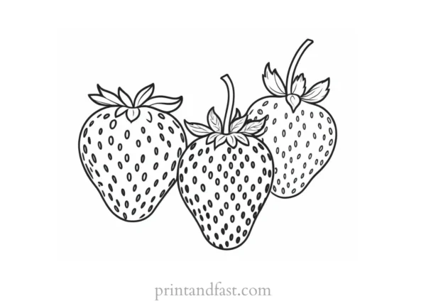 strawberry coloring page realistic