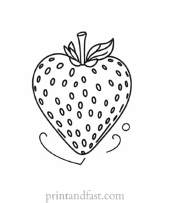 strawberry coloring page with heart