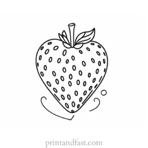 strawberry coloring page with heart