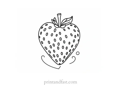 strawberry coloring page with heart