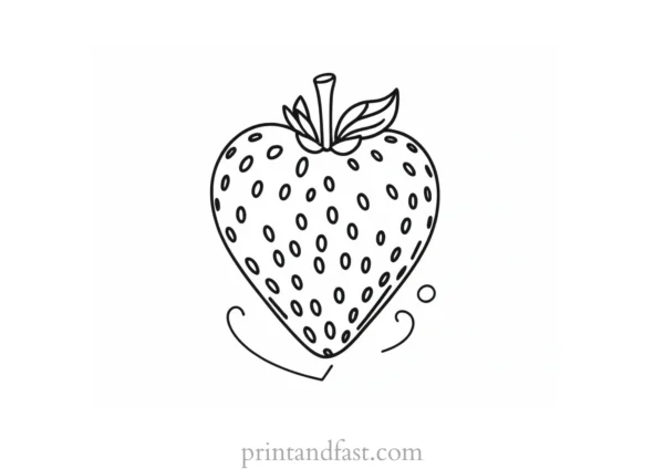 strawberry coloring page with heart