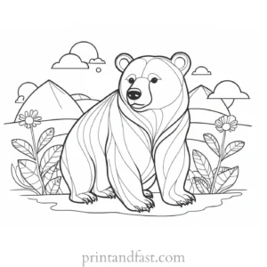 summer Bear Coloring Page