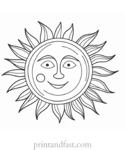 sun coloring page for kids