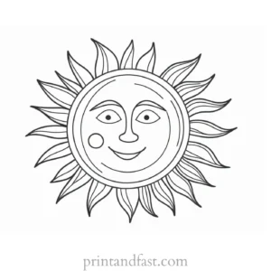 sun coloring page for kids