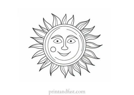 sun coloring page for kids