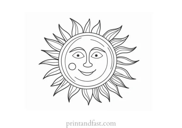 sun coloring page for kids