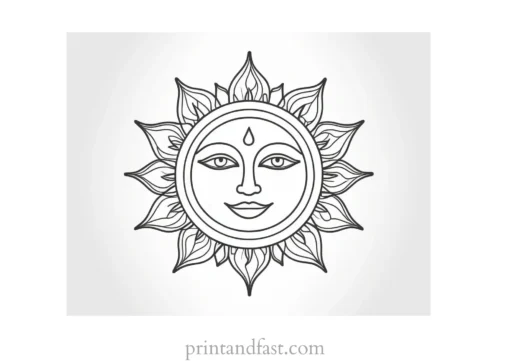 sun coloring page outline