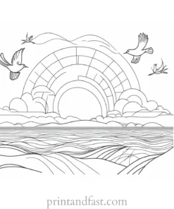 sun coloring page with birds