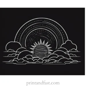 sun coloring page with clouds