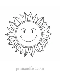 sun coloring page with smiley face