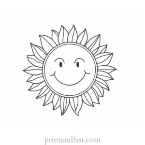 sun coloring page with smiley face