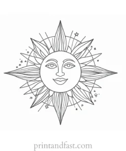 sun coloring page with stars