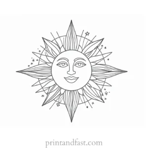 sun coloring page with stars