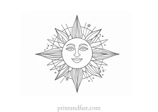 sun coloring page with stars